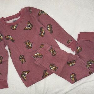 Old Navy Kids Pajama Set - Maroon with Butterfly Print
